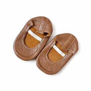 Handmade Brown Leather Baby Ballet Flats Size 4 Soft Sole Early Walker Shoes
